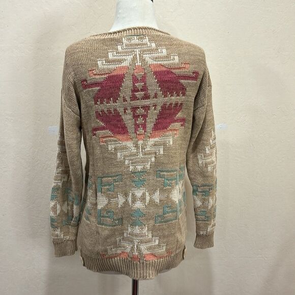 Lauren Ralph Lauren Southwestern Print Cotton / Linen Blend Sweater - PS - Picture 7 of 12